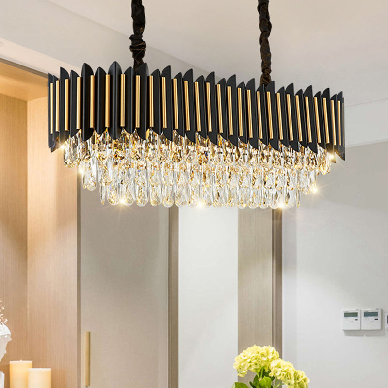 Kristal staaf black-gold hangende lamp gelaagde elliptische 8 lichten moderne eilandverlichtingsideeën