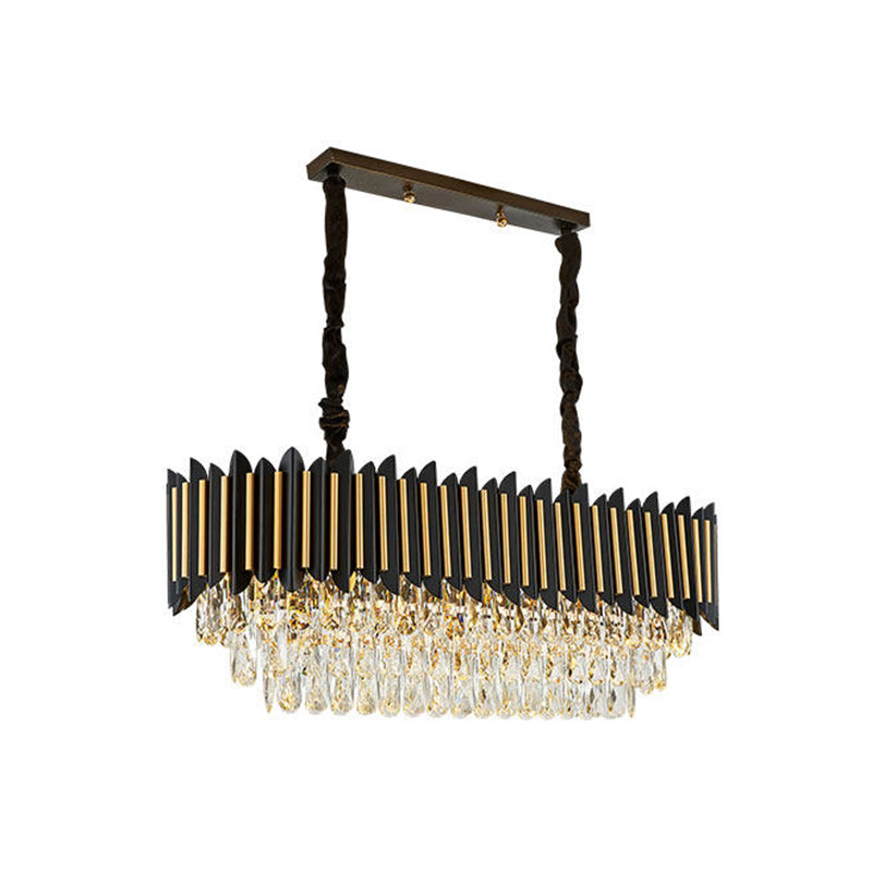 Kristal staaf black-gold hangende lamp gelaagde elliptische 8 lichten moderne eilandverlichtingsideeën