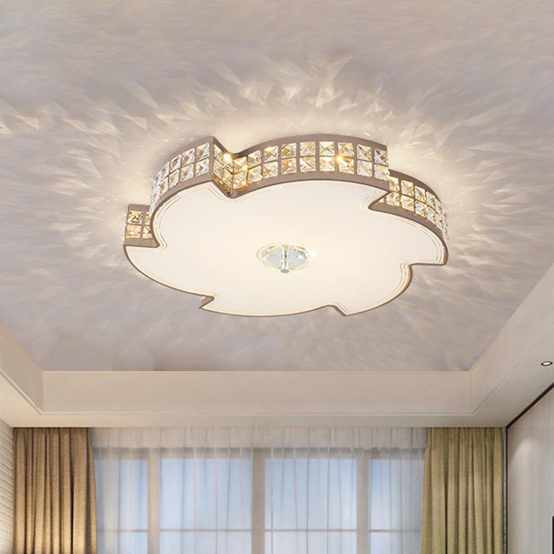 Champagne LED Flush Ceiling Light Modern Square-Cut Crystals Spiral Shape Lighting Fixture, 16.5"/21.5" Width