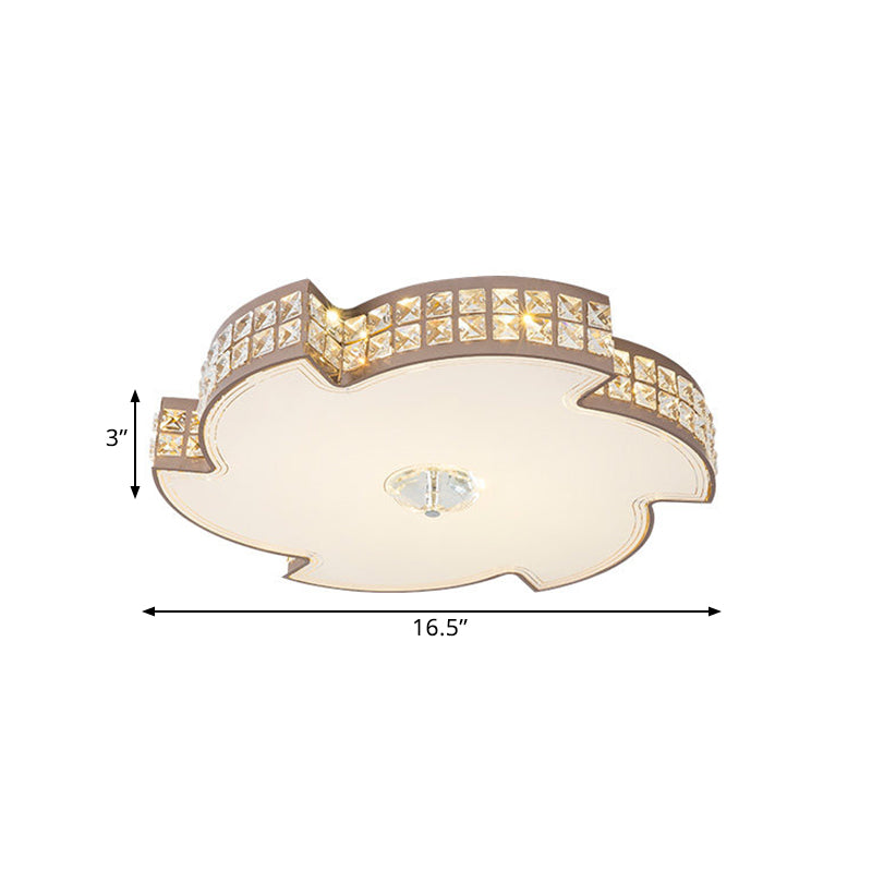 Champagne LED Flush Ceiling Light Modern Square-Cut Crystals Spiral Shape Lighting Fixture, 16.5"/21.5" Width