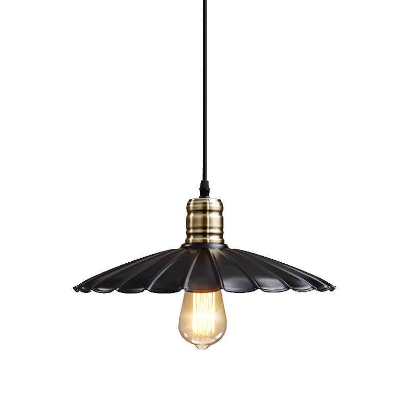 10 "/12" breit überbesserte Eisendecke Hanging Light Vintage 1 Lichtheizleuchte mit einstellbarem Kabel in Schwarz/Weiß