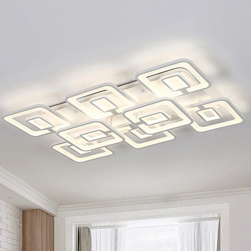 Moderne 5/8-kops LED-inbouwlamp Witte meerlaagse plafondlamp met acrylkap in warm/wit/natuurlijk licht