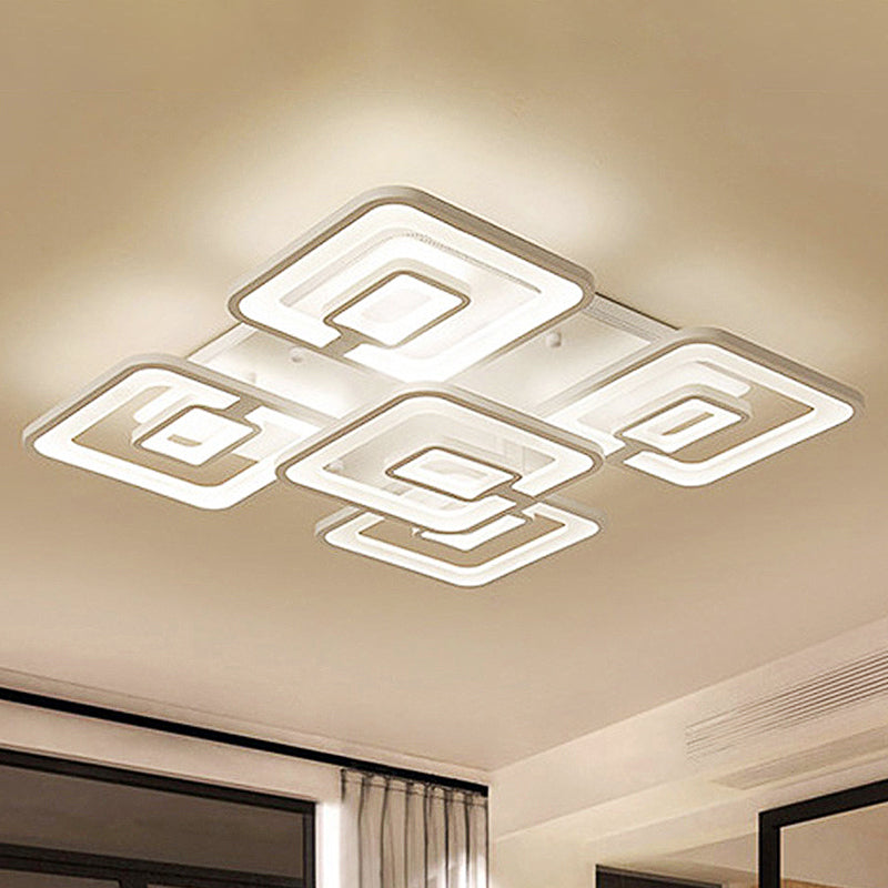 Moderne 5/8-kops LED-inbouwlamp Witte meerlaagse plafondlamp met acrylkap in warm/wit/natuurlijk licht