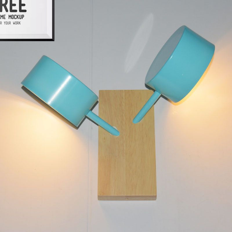Double tambour Shade Mall Murd Light Contemporary Metal 2 Bulbes Black / White / Blue Wall Lighting Forment pour la cuisine