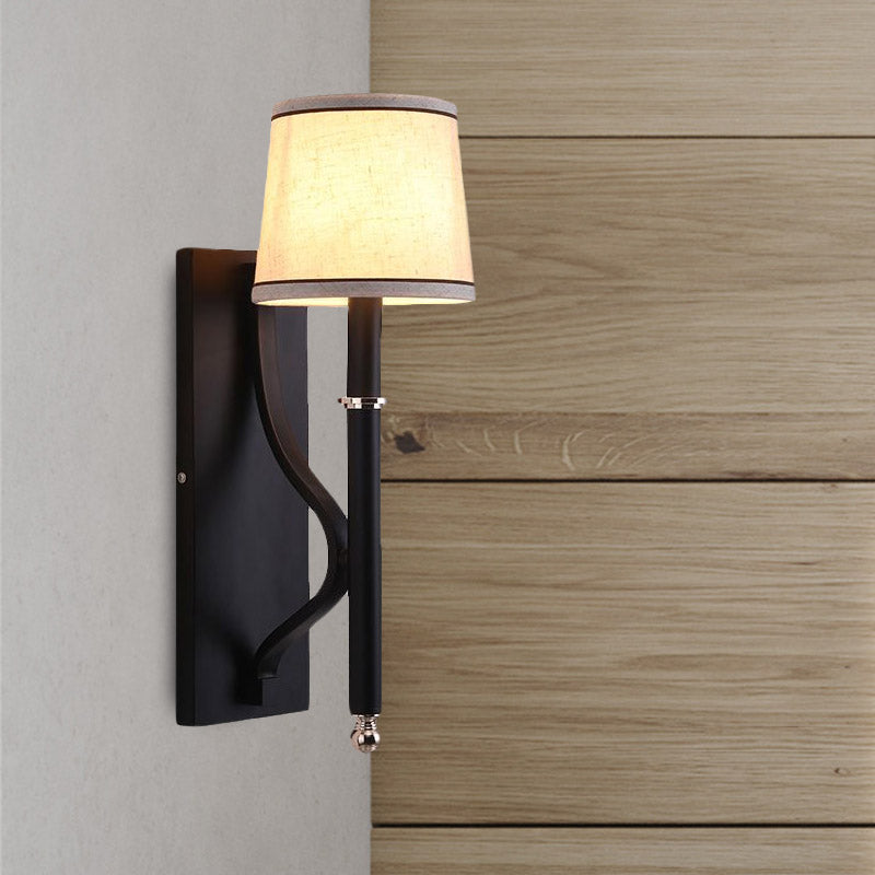 16"/18.5" W Cone Wall Mount Lighting Minimalism Metallic 1 Light Black/Flaxen Wall Sconce Light for Bedroom