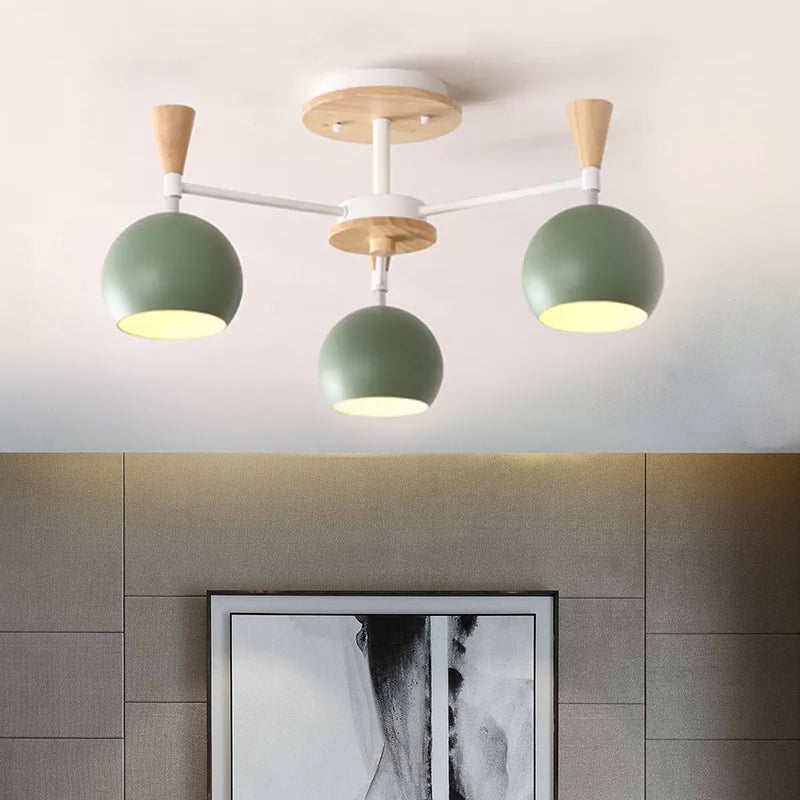 Macaron 3/6/8-Light Ceiling Lamp with Acrylic Shade Pink/Yellow/Blue Dome Semi Flush Pendant
