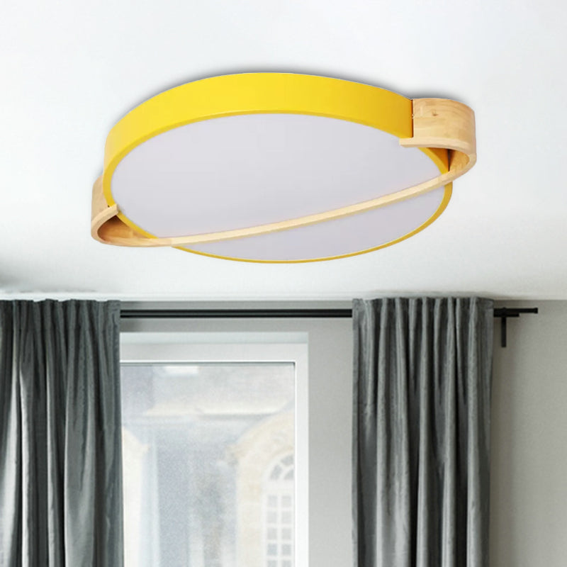 12 "/16" /19.5 " Dia Nordic Round Massimale Lampada Metallo Rosa / Giallo / Verde LED Flush Mount Light per Bedroom in Warm / White