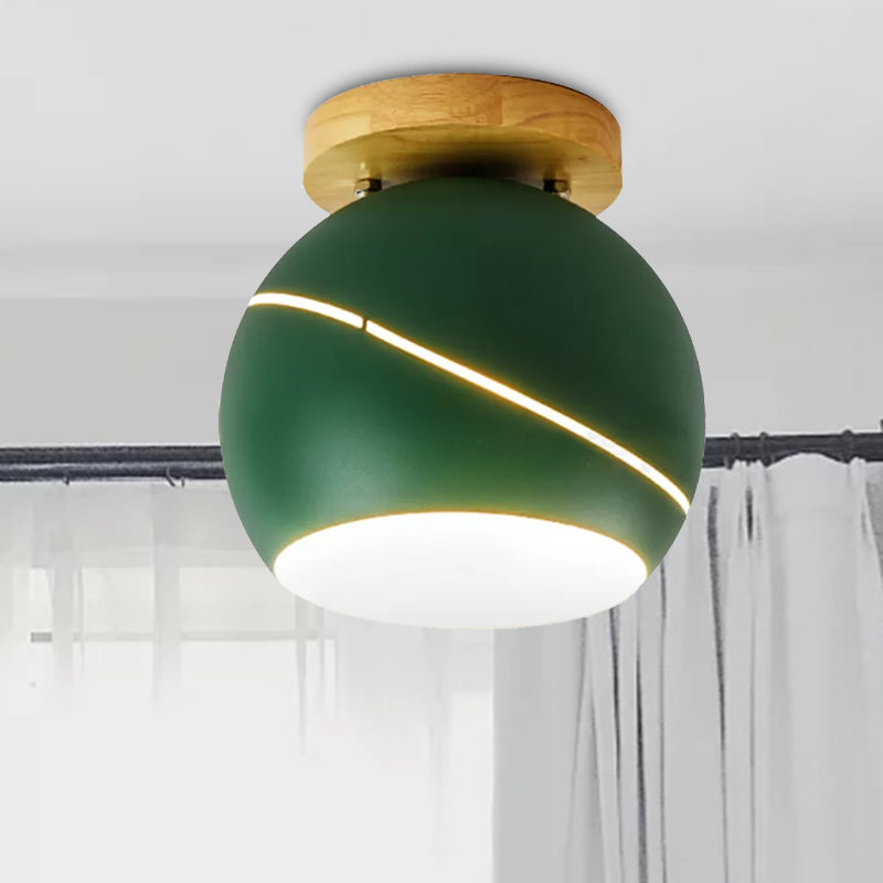 Green/Pink/Gray Spherical Flush Mount Light Fixture Contemporary Metal 1 Head Indoor Ceiling Mounted Light
