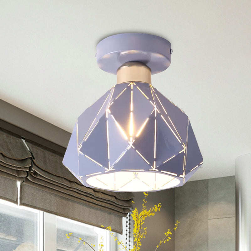 Plafonnier encastré en métal et diamant, style nordique, 1 gris clair/bleu/or, luminaire encastré pour porche