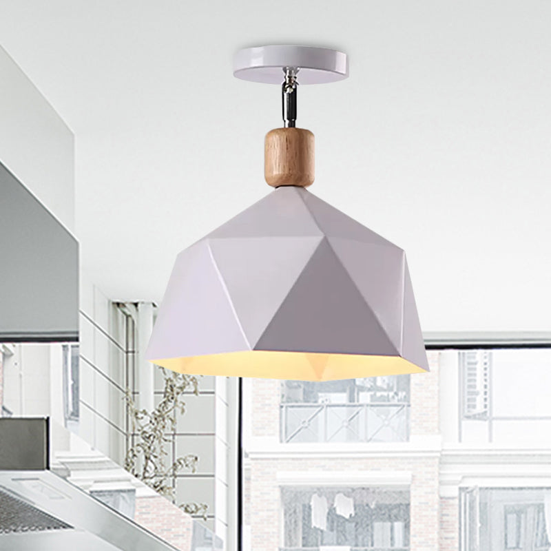 Luz de montaje en techo hexagonal de Metal, Macaron ajustable, 1 cabezal, luz de techo de montaje semiempotrado gris/blanco/verde para pasillo