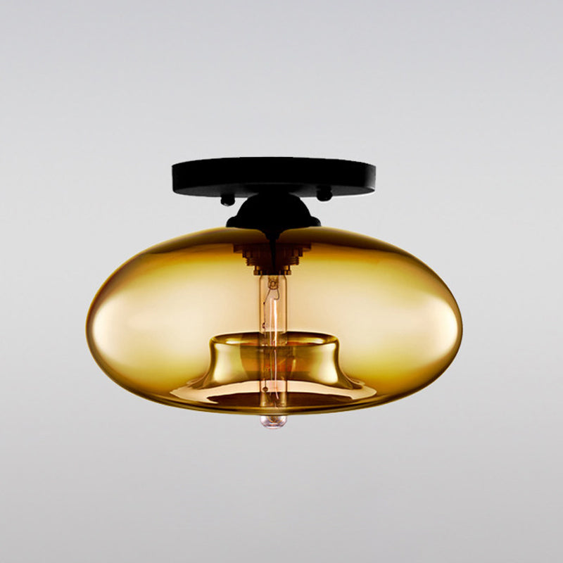 Oblong Flush Deckenleuchte Modernist Glas 1 Lichthimmel Blau/Amber/Rauch Grau/Kaffee Deckenleuchte, 11 " W