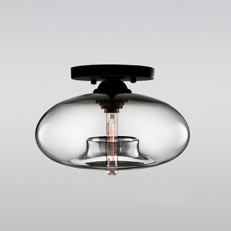 Oblong Flush Deckenleuchte Modernist Glas 1 Lichthimmel Blau/Amber/Rauch Grau/Kaffee Deckenleuchte, 11 " W