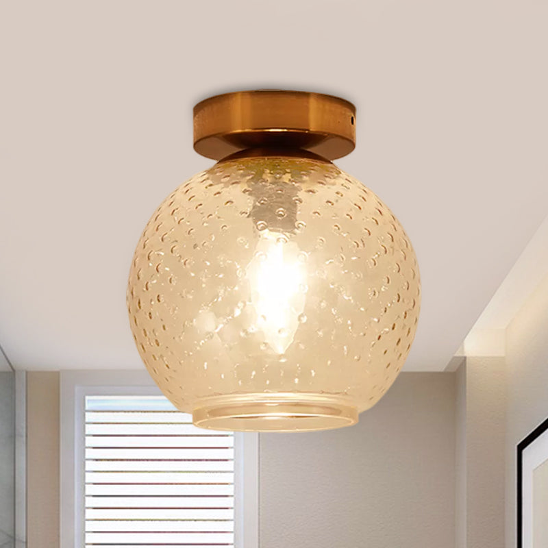 Pink/Yellow/Blue/Clear Glass Flush Mount Ceiling Light with Globe Shade Minimalism 1 Light Foyer Ceiling Mounted Fixture