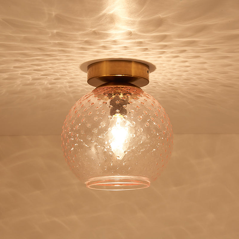 Pink/Yellow/Blue/Clear Glass Flush Mount Ceiling Light with Globe Shade Minimalism 1 Light Foyer Ceiling Mounted Fixture