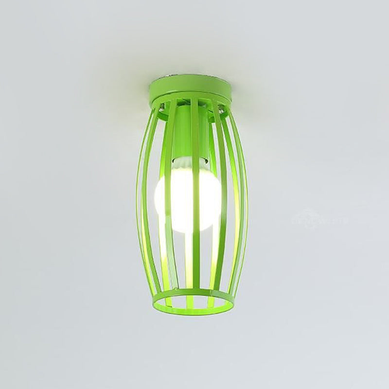 Plafonnier ovale en métal à 1 lumière, style nordique, noir/rose/jaune/bleu/vert/or, pour couloir