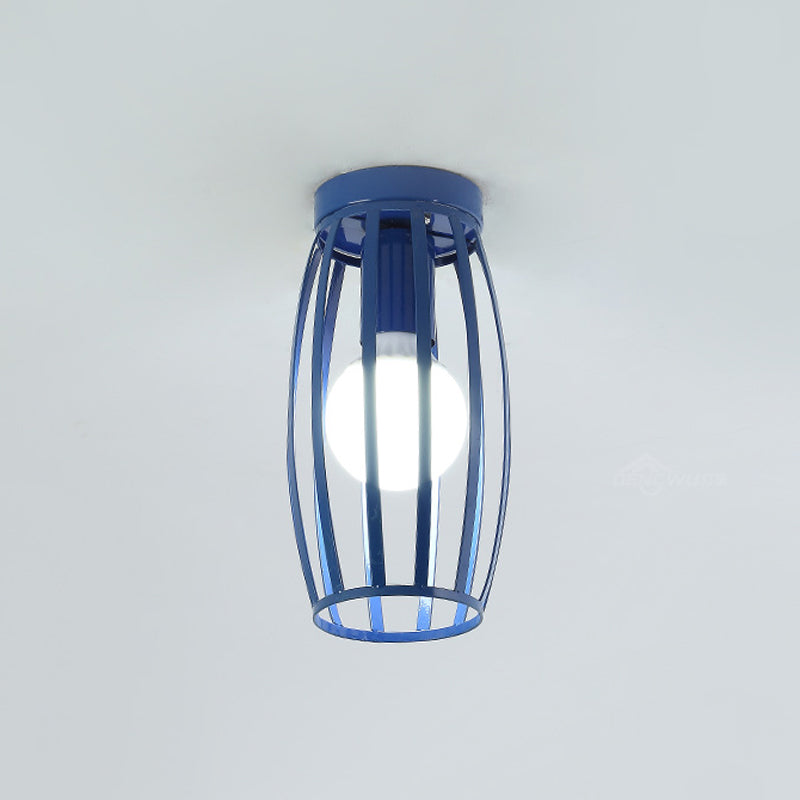 Plafonnier ovale en métal à 1 lumière, style nordique, noir/rose/jaune/bleu/vert/or, pour couloir