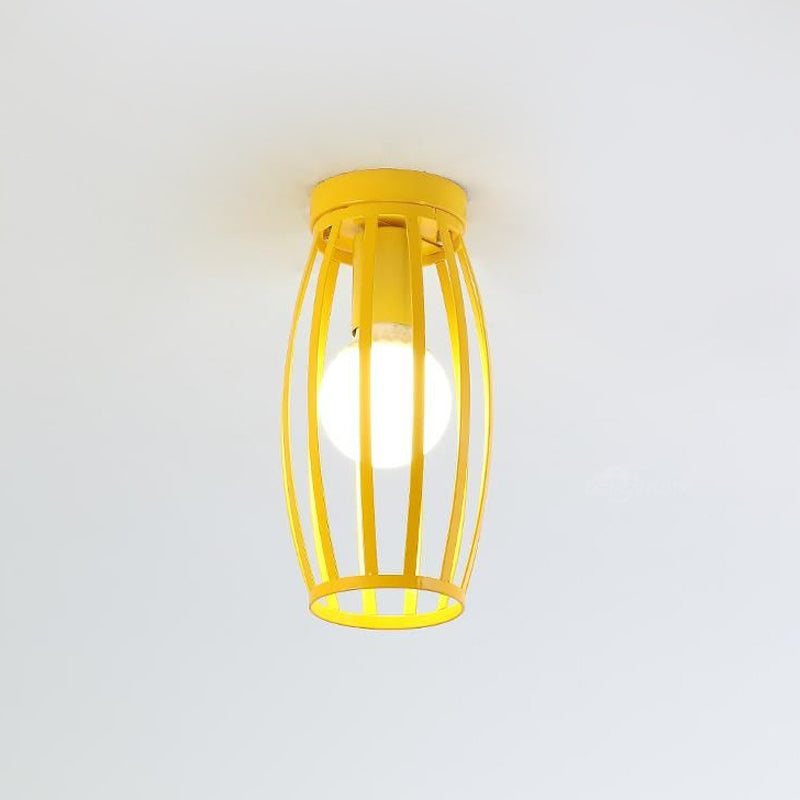 Plafonnier ovale en métal à 1 lumière, style nordique, noir/rose/jaune/bleu/vert/or, pour couloir