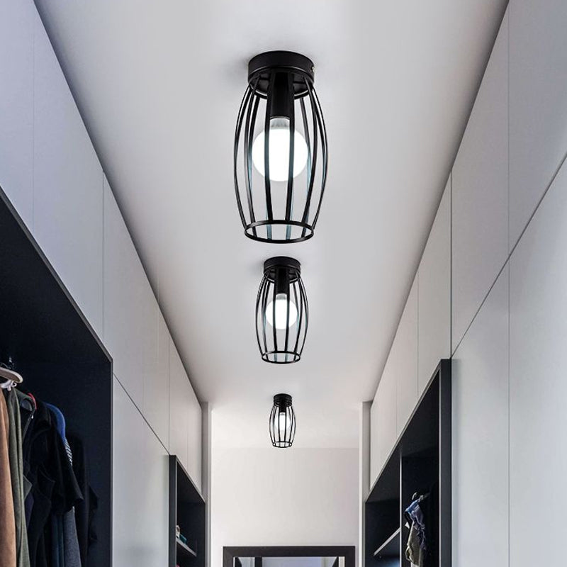 Plafonnier ovale en métal à 1 lumière, style nordique, noir/rose/jaune/bleu/vert/or, pour couloir