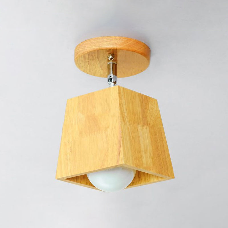 Lámparas de techo semiincrustadas de madera cuadrada / en forma de cuerno / piña moderna 1 lámpara de techo interior