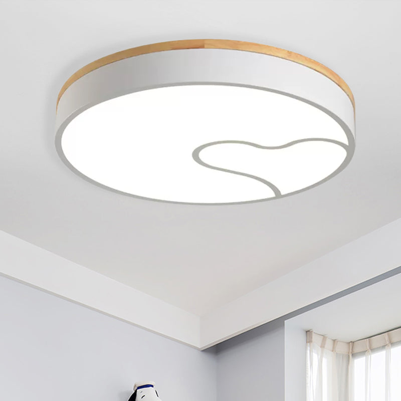 Led Nordic Flush Light met Metal Round Shade Groen/Grijs/Wit Plafond Flush Lamp in Warm/Wit