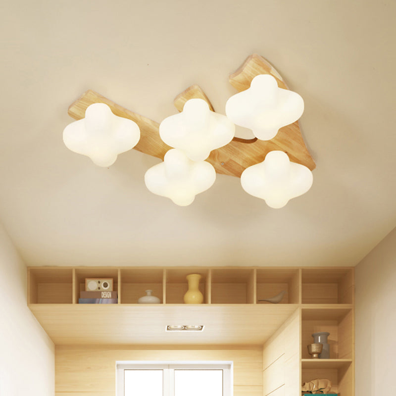 Lampada a soffitto a fiore di fiore di plumio foyer blosced vetro creativo beige e soffitto a led bianco luce