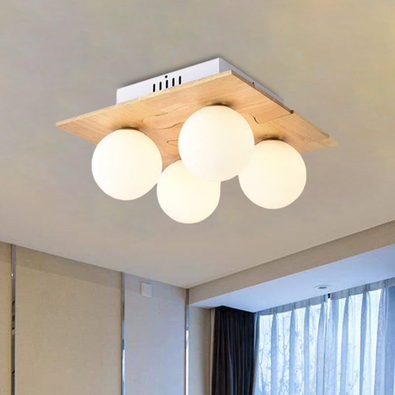 Table à manger globe à chasse d'eau Light Opal Verre 4 lumières