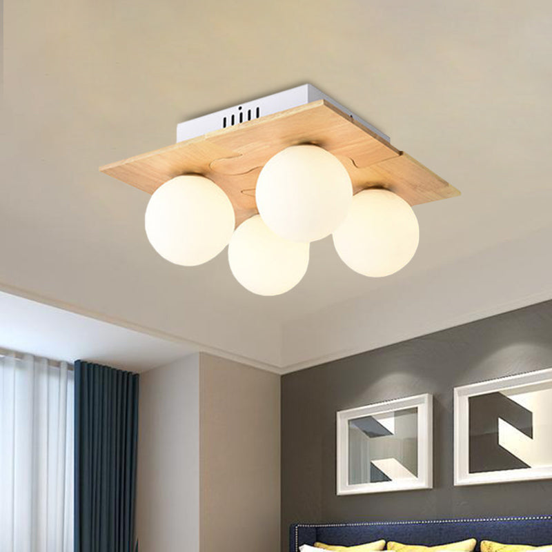 Table à manger globe à chasse d'eau Light Opal Verre 4 lumières