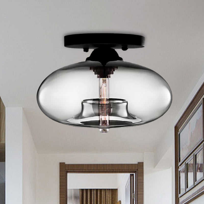 Lampe encastrée ovale en verre, Style Simple, 1 lumière claire/ambre/fumée, plafonnier pour couloir