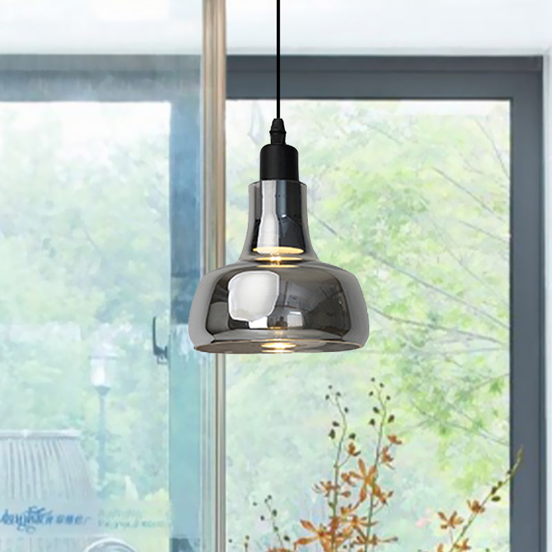 White/Black Bowl/Cone/Saucer Pendant Lamp Modernist 1 Light Glass Led Hanging Ceiling Light in White/Warm Light