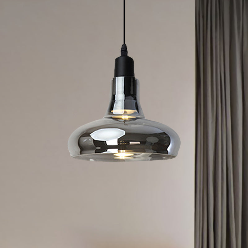 White/Black Bowl/Cone/Saucer Pendant Lamp Modernist 1 Light Glass Led Hanging Ceiling Light in White/Warm Light
