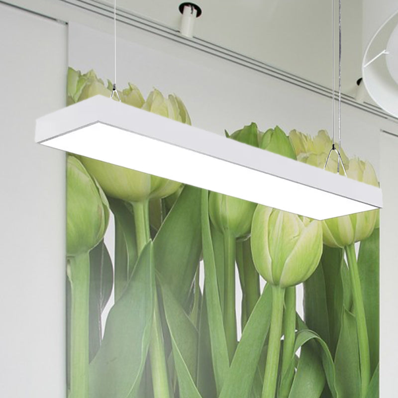 23,5 "/35,5"/47 "Lange LED Hängende Beleuchtung mit schlanker rechteckiger linearer Metallschatten Minimaler Silber/Weiß -Weiß -Deckenlampe, 5"/8 "/12" breit