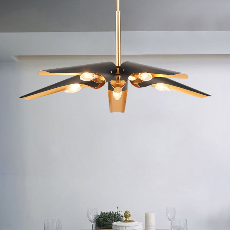 Black Bevel Shade Chandelier Pendant Light Modern 5/8 Lights Metal Pendant Light Kit pour salle à manger