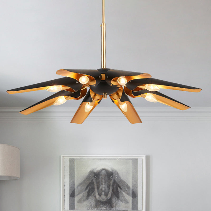 Black Bevel Shade Chandelier Pendant Light Modern 5/8 Lights Metal Pendant Light Kit pour salle à manger