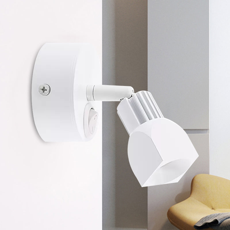 Lámpara de pared Black/White de estilo contemporáneo de aluminio Mini Spotlight con/sin interruptor en iluminación blanca/cálida