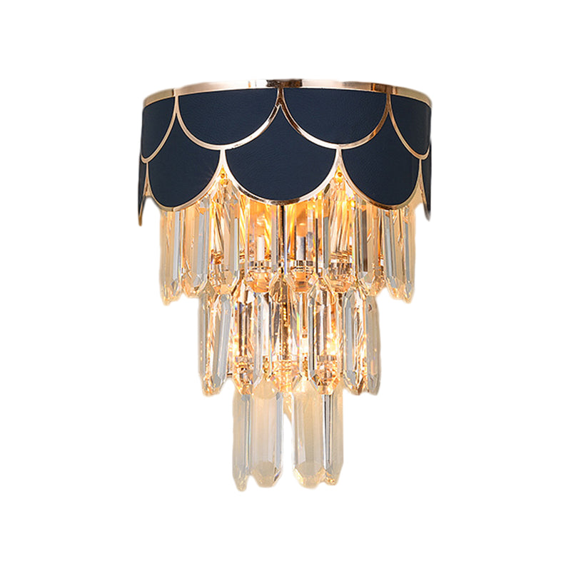 Sala de estar escalonada Sala de pared Splectangle Crystal 3 cabezas Idea de iluminación de pared contemporánea en negro