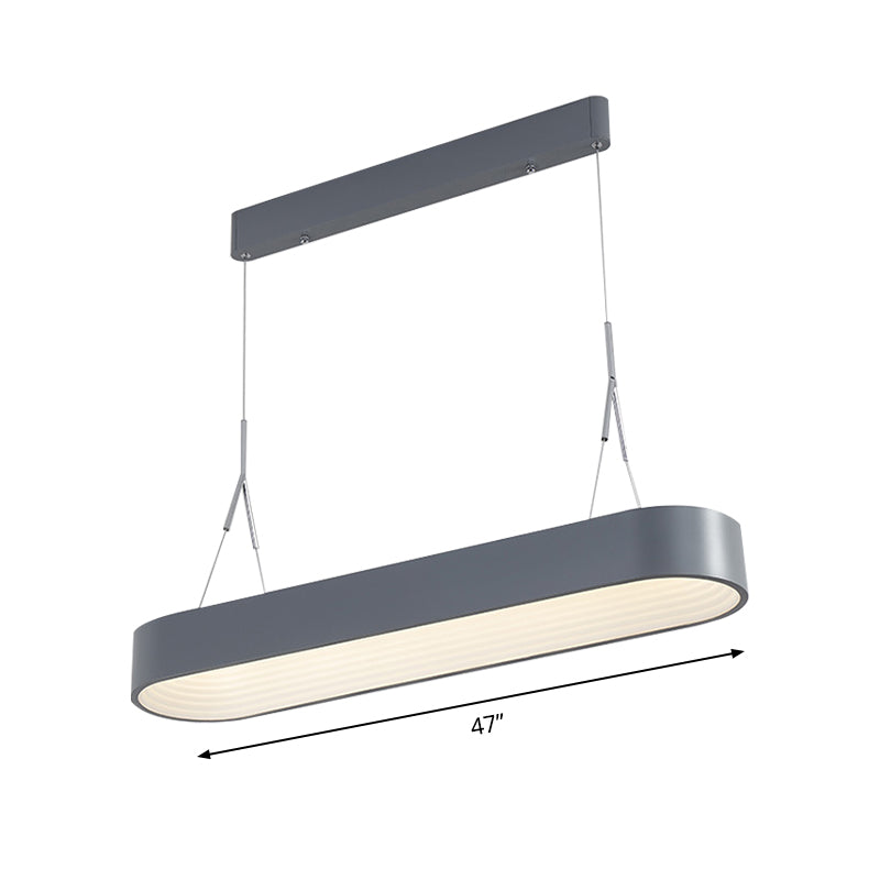 Luz de colgante elíptico nórdico Metal Metal White/Gris Luz de techo colgante para comedor, 33.5 "/47" de ancho
