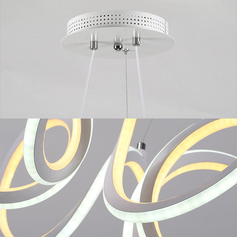Chandelier de salon léger LED avec cycle en acrylique Shade White suspension de suspension