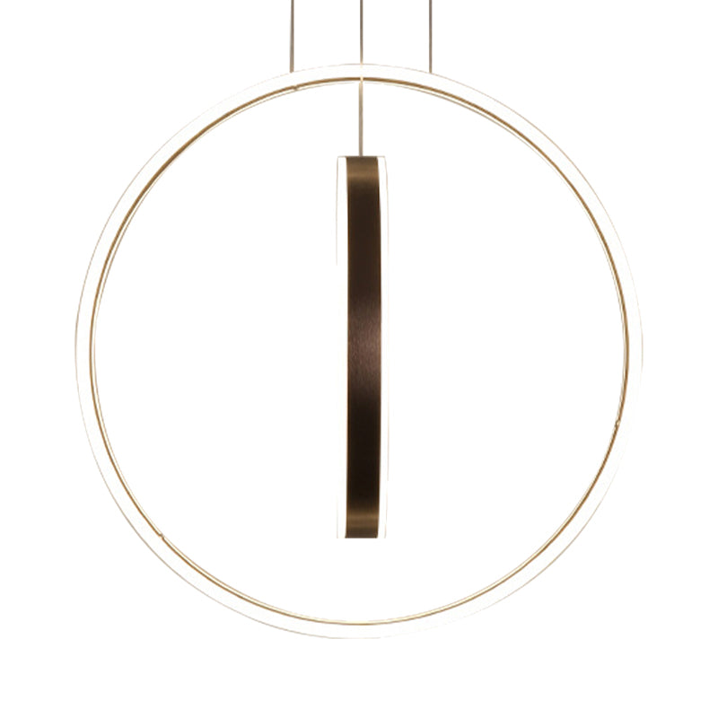 23.5 "/31.5" dia ringen acryl kroonluchter hanger Minimalistisch LED bruin plafondlicht in warm/wit/natuurlijk licht