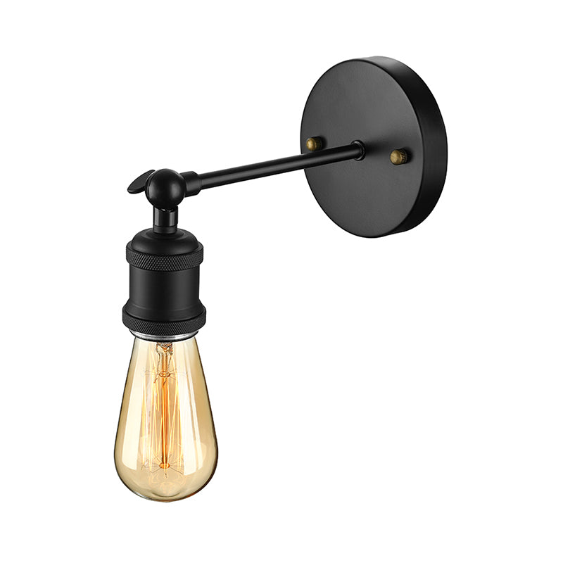 Finition noire / laiton 1 lampe à tête lampe industrielle en métal mini éclairage d'applications avec une ampoule nue pour la chambre