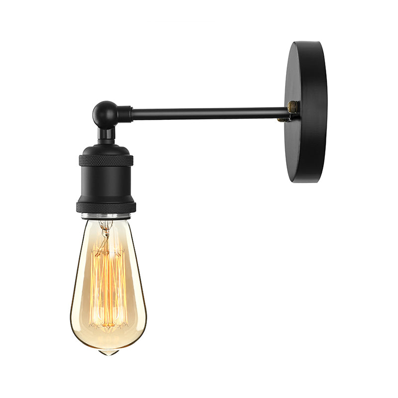 Finition noire / laiton 1 lampe à tête lampe industrielle en métal mini éclairage d'applications avec une ampoule nue pour la chambre