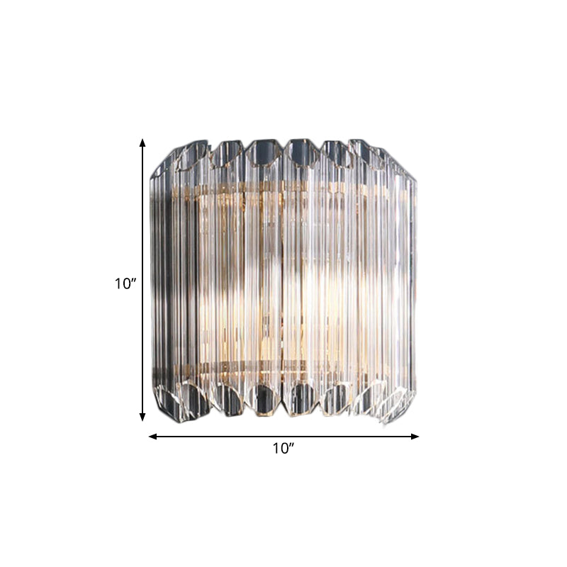 Half Drum Bedroom Wall Light Fixture Clear Crystal Tube 1 Light Simplicity Wall Sconce Lamp
