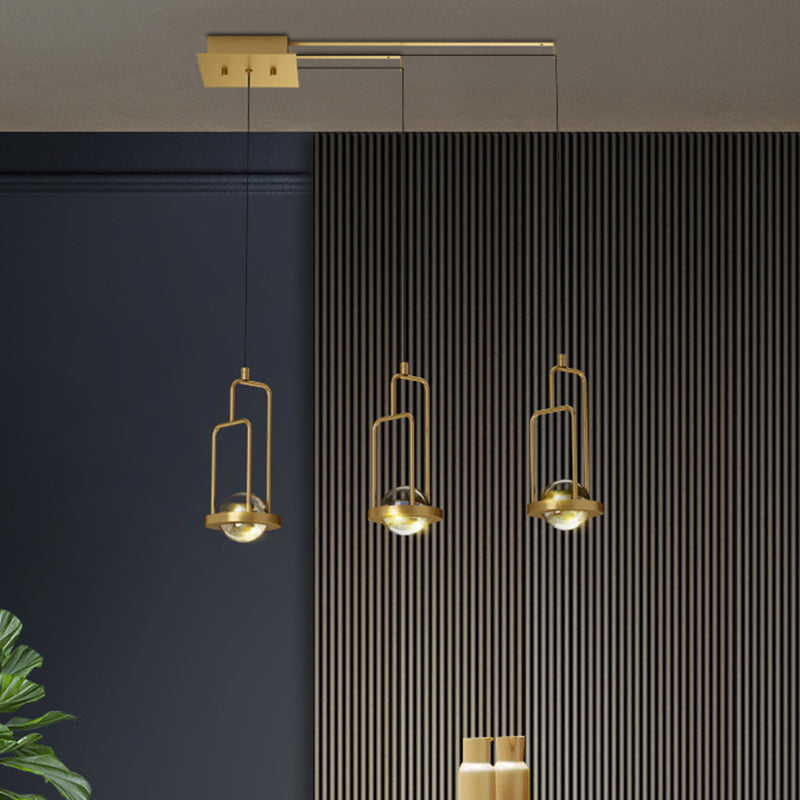 LED a sfera postmoderna Light a base di cristallo a 3 luci a sospensione Light Pendulum in oro