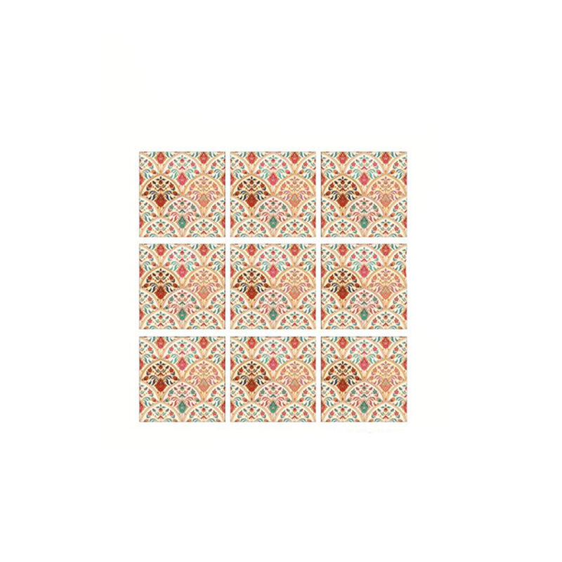 Orange-Blue Semicircle Wallpaper Panel Easy Peel off Bohemian Kitchen Wall Covering