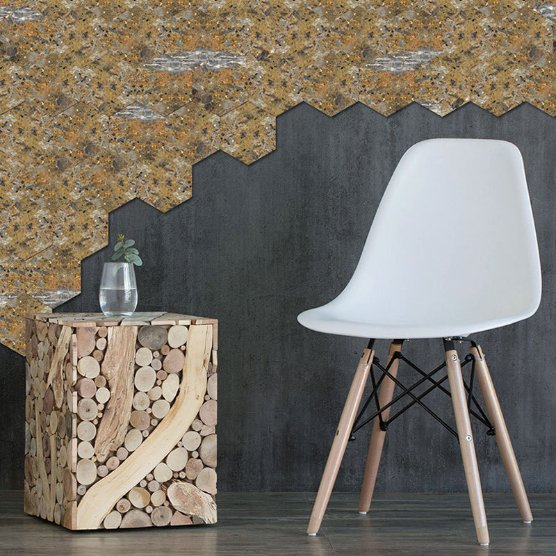 Brown Granite Wallpaper Panel Set Adhesive Modern Style Kitchen Wall Decor (10 Pcs)