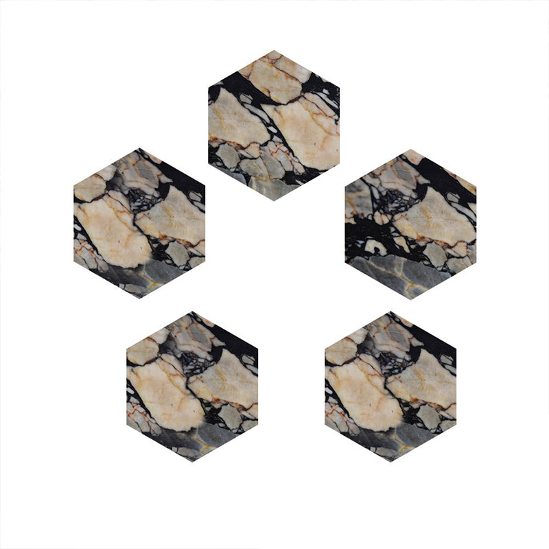 Black-Brown Tile Wallpaper Panel Marble Effect Modern Peel off Wall Art for Kitchen