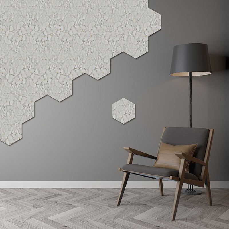 Marble Peel and Stick Wallpapers in White Modern Wall Decor for Living Room (10 Pieces)