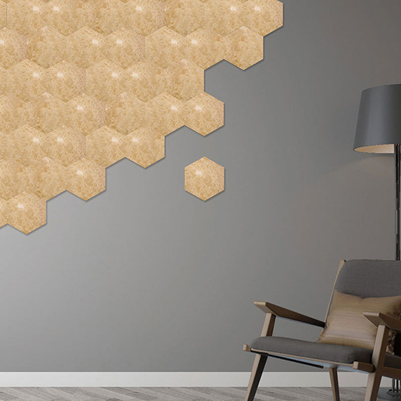 PVC Stick Wallpaper Panel Modern Marble Look Wall Covering in Yellow for Accent Wall