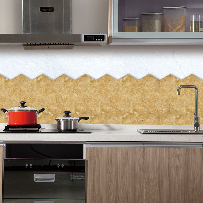 PVC Stick Wallpaper Panel Modern Marble Look Wall Covering in Yellow for Accent Wall