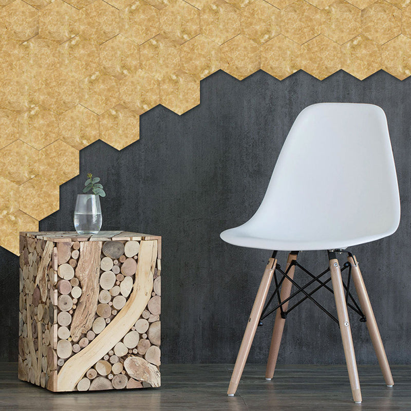 PVC Stick Wallpaper Panel Modern Marble Look Wall Covering in Yellow for Accent Wall