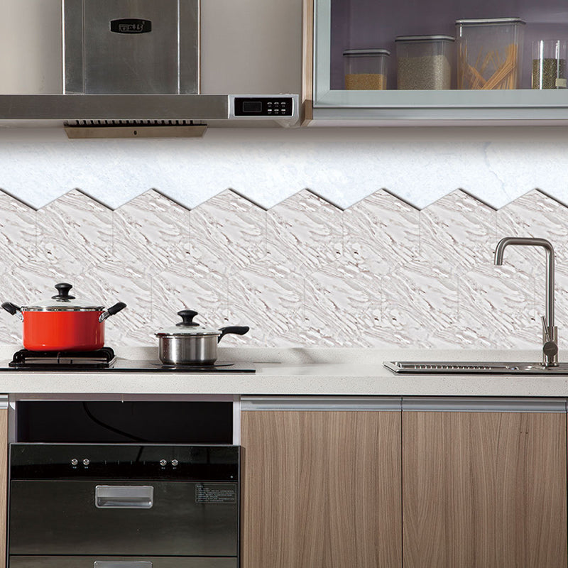 Contemporary Marble Look Wallpaper Panel for Living Room 5-sq ft Wall Art in Grey-White, Removable